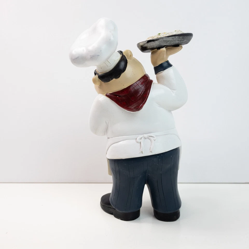 Escultura decorativa de chef italiano Polystone para servir pasteles y pastas 6"X5"X 10" Foto 4 de 4