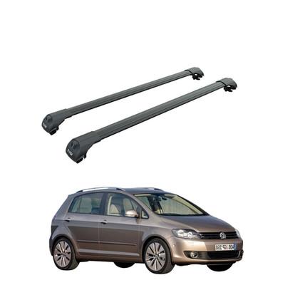 For Volkswagen Golf Plus (MK6) 2008-2013 Roof Rack Cross Bar Raised Rail Alu Bla