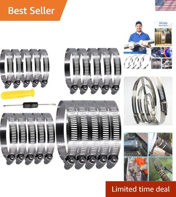 20pcs 304 Stainless Steel Adjustable 44-108mm Range Worm Gear Hose Clamps Ass...