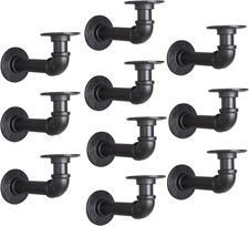 Heavy-Duty Industrial L Pipe Shelf Brackets for DIY Floating Shelves - 10 Pack