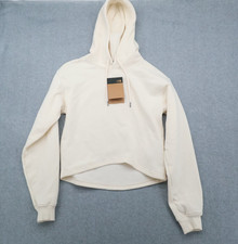 The North Face Hoodie Womens XS Cream Cropped Pullover Fleece Drawstring