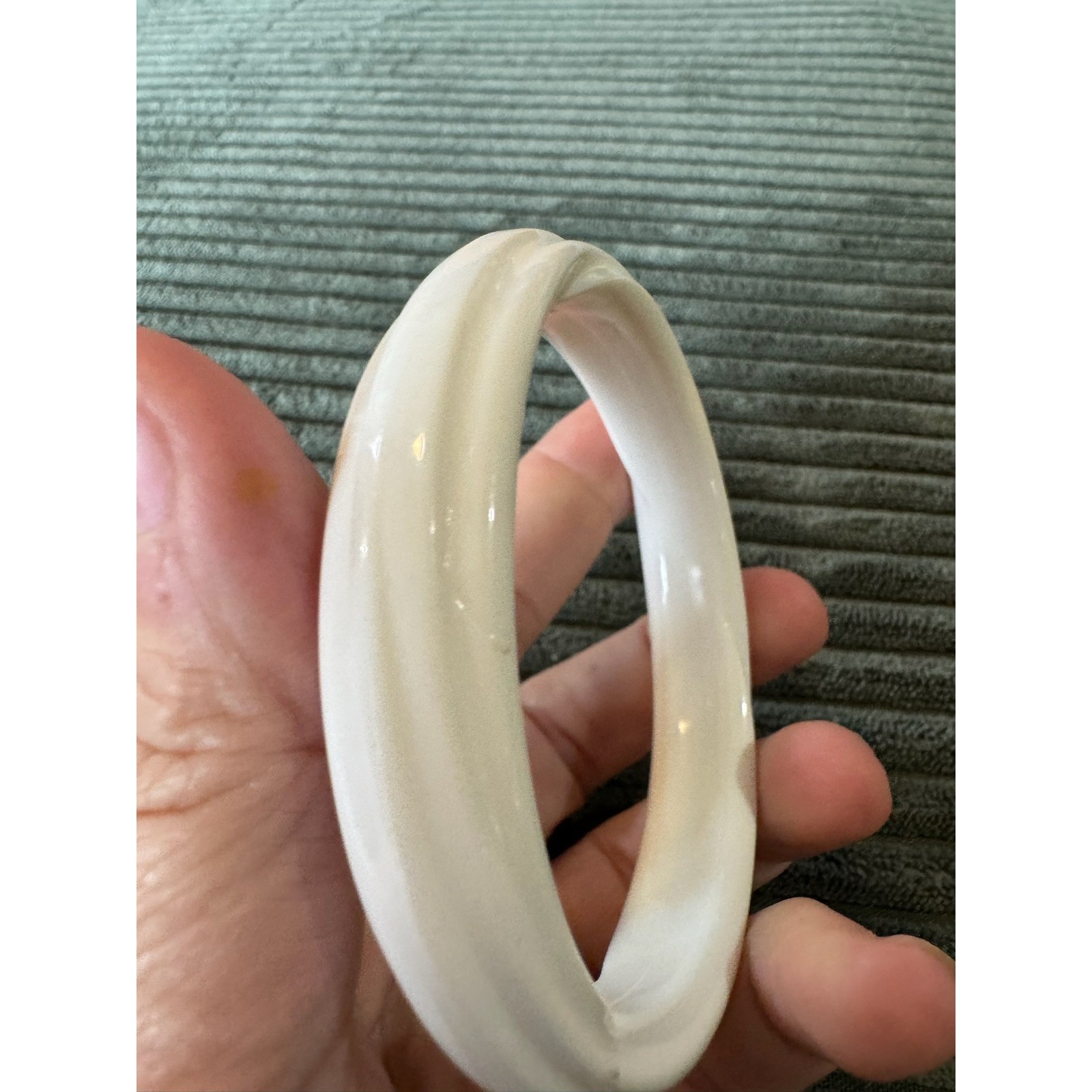 White Bangle Bracelet Statement Chunky Smooth Scu… - image 6