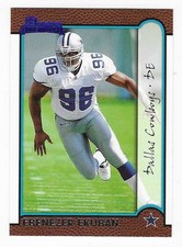 1999 Bowman Rookie Ebenezer Ekuban Dallas Cowboys Football Card #178 RC. rookie card picture