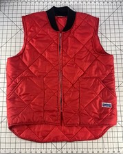 Vintage Big Smith Quilted Vest Red XL Diamond Knit Collar Workwear Drop Tail USA