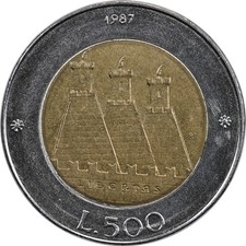 San Marino - 500 Lire - 1987 R - AUnc - City of San Marino