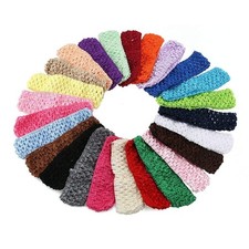 25-Color Colourful Crochet Elastic Headbands Stretch Hair Bands for DIY