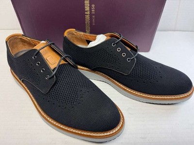 Johnston & Murphy Upton Knit Wingtip Dress Casual Shoe, Black Knit, 11.5 M