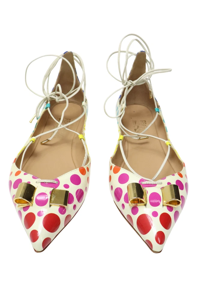 Salvatore Ferragamo Zapatos Mujer (US) 8 en Punta Planos Coloridos Lunares - Imagen 4 de 4
