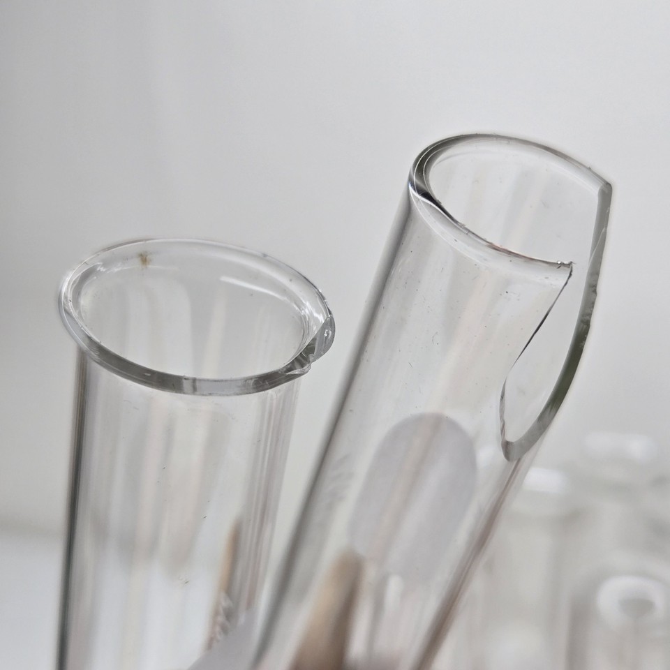 Vtg Pyrex No 9800 Glass Test Tube Set Of 18 W Holder Apothecary Science ...
