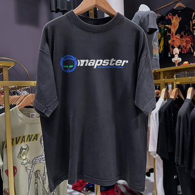 #ad 1999 Napster #x27;Thanks For Sharing#x27; Rare Washed Black Size Large $24.99