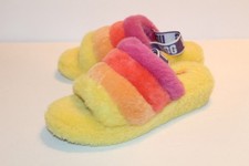 UGG Slippers Rainbow Fluff Yeah Slide Shearling Sheepskin Sz Women  s 10 NEW