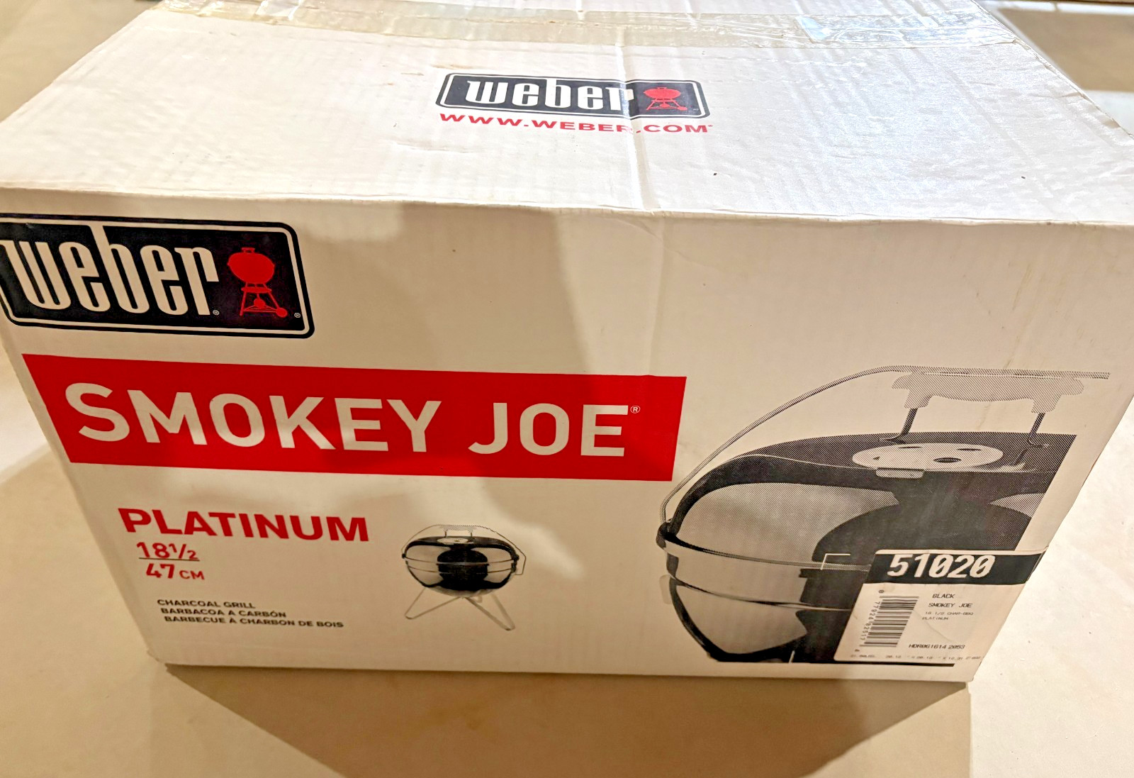 Weber Smokey Joe 18.5" Charcoal BBQ Grill &ndash;Platinum Portab