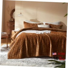 Velvet Quilt California King-118''x106'', Lightweight Caramel Velvet