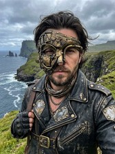 Men Women Gold Halloween Costume Half Face Mask Steampunk Rave Mardi Gras Party