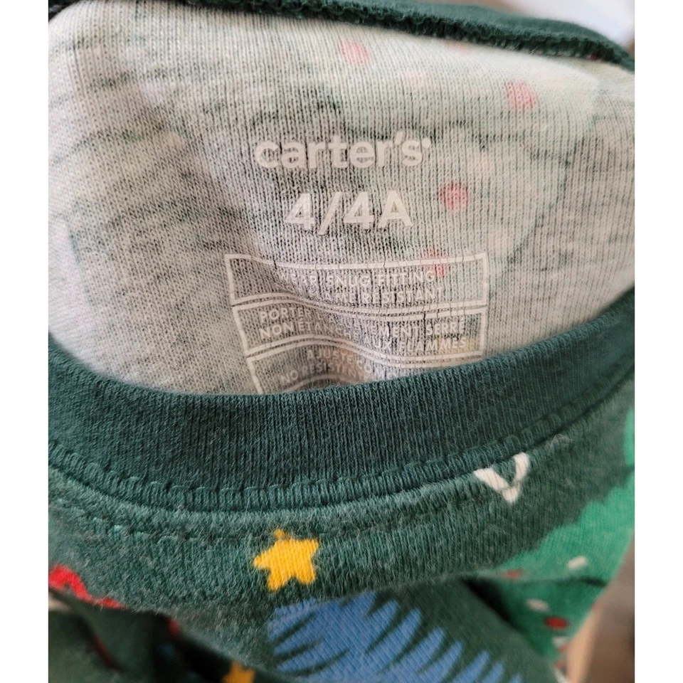 Carters Christmas Tree Pajamas Set Long Sleeve Holiday Sleepwear Size 4 #9 - Image 3 of 4