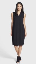 Eileen Fisher V-Neck Jersey Lantern Black Dress Sz Xs Classiccore Minimalist