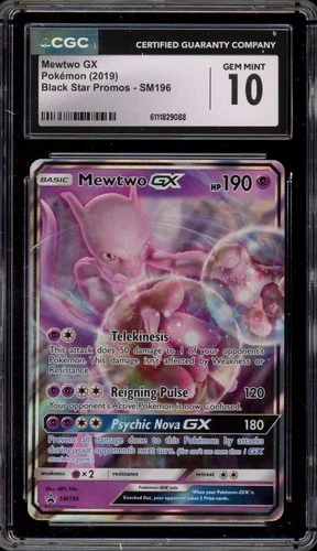 Pokemon Mewtwo GX Black Star Holo Promo SM196 CGC 10 Gem Mint