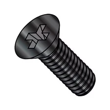 #8-32 x 1/2 in Phillips Flat Machine Screw, Black Oxide Steel, 10000 PK,