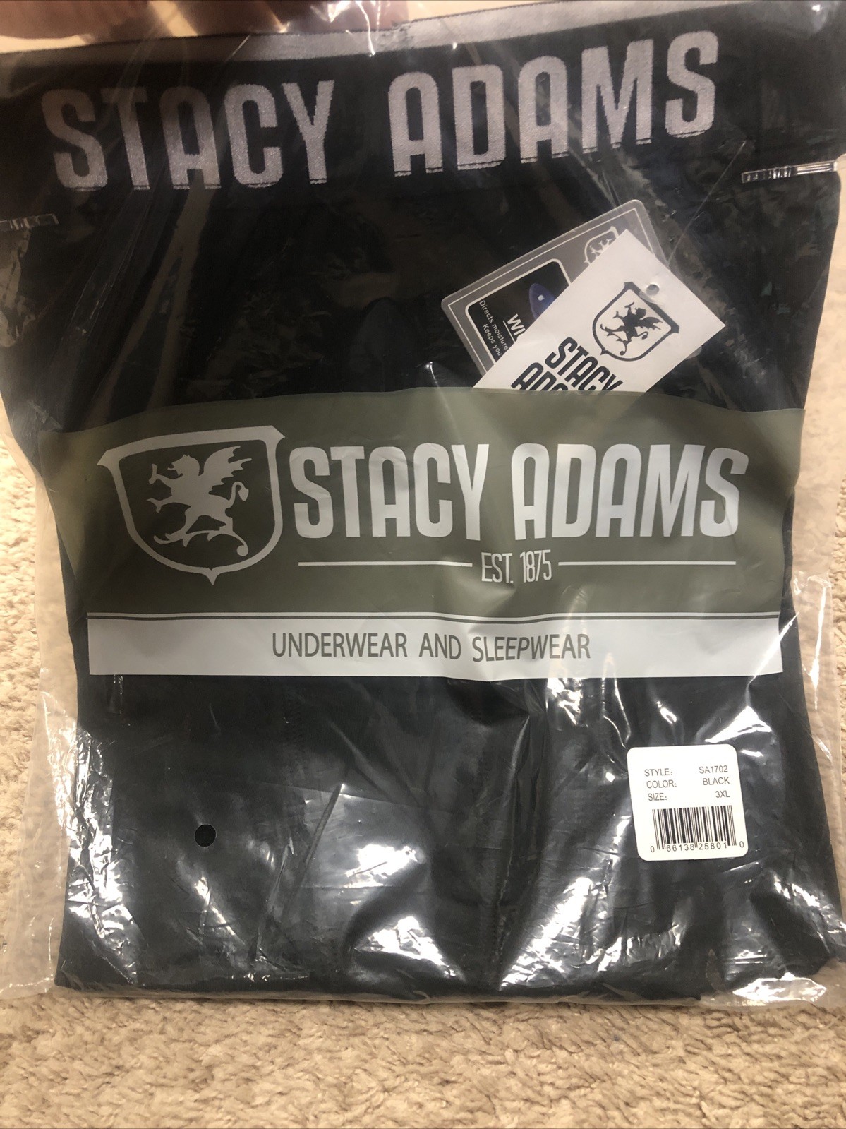 Stacy Adams Cycle Short Boxer Brief Performance Fabric New BLACK 2 EXTRA LARGE image 3