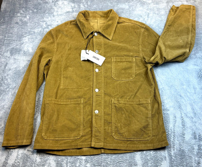 New $350 Mauro Grifoni Mustard Tan Corduroy Chore Coat Barn Jacket Men's L LARGE