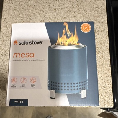 Solo Stove Mesa Water Dual Fuel Tabletop Fire Pit Blue Stainless Steel Low Smoke