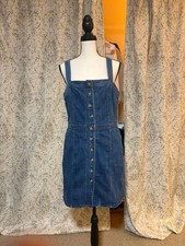 Express Denim Button-Front Mini Pinafore Dress