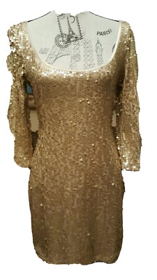 arden b gold sequin dress Champagne Beaded Long Sleeve Bridal Gown