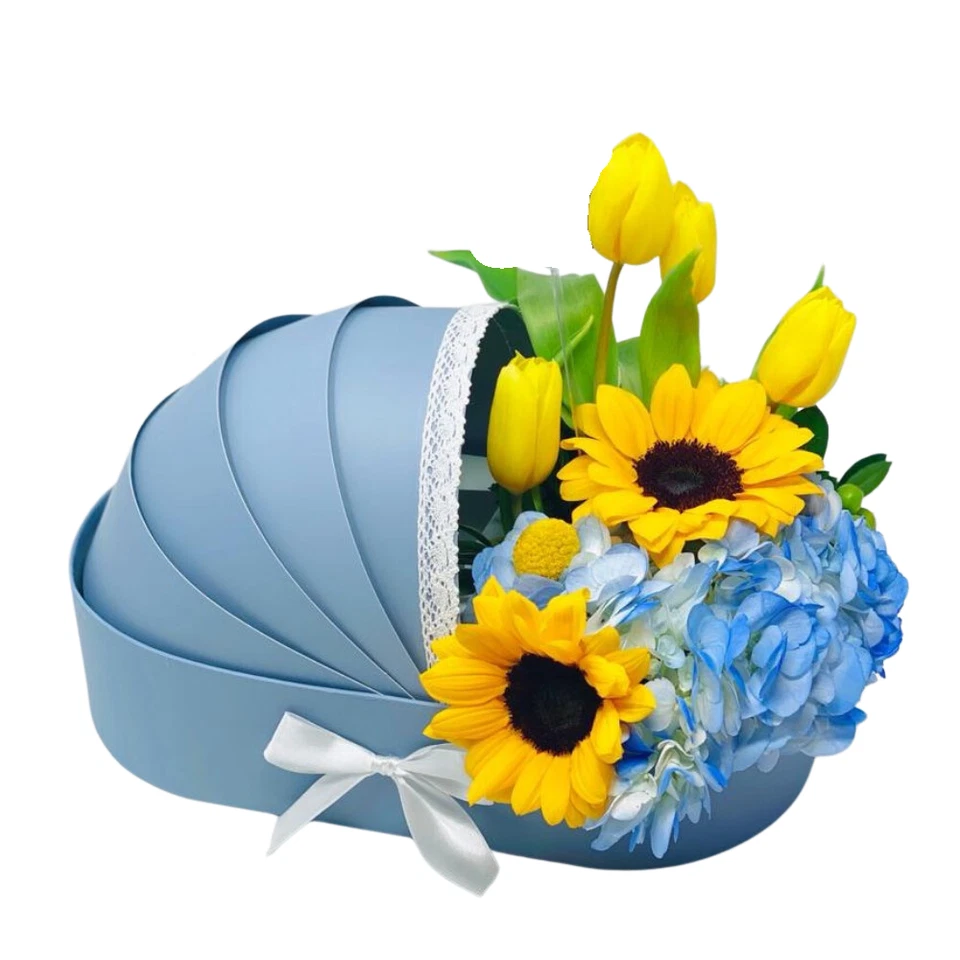 Caja de cuna para bebé para arreglos de flores/regalos, pieza central de baby shower | W929 Foto 3 de 4