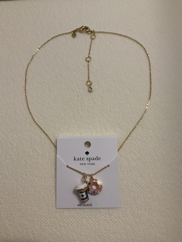 NWT Kate Spade New York Coffee Break Donut Charm Pendant Necklace w/ KS Dust Bag - Picture 10 of 13
