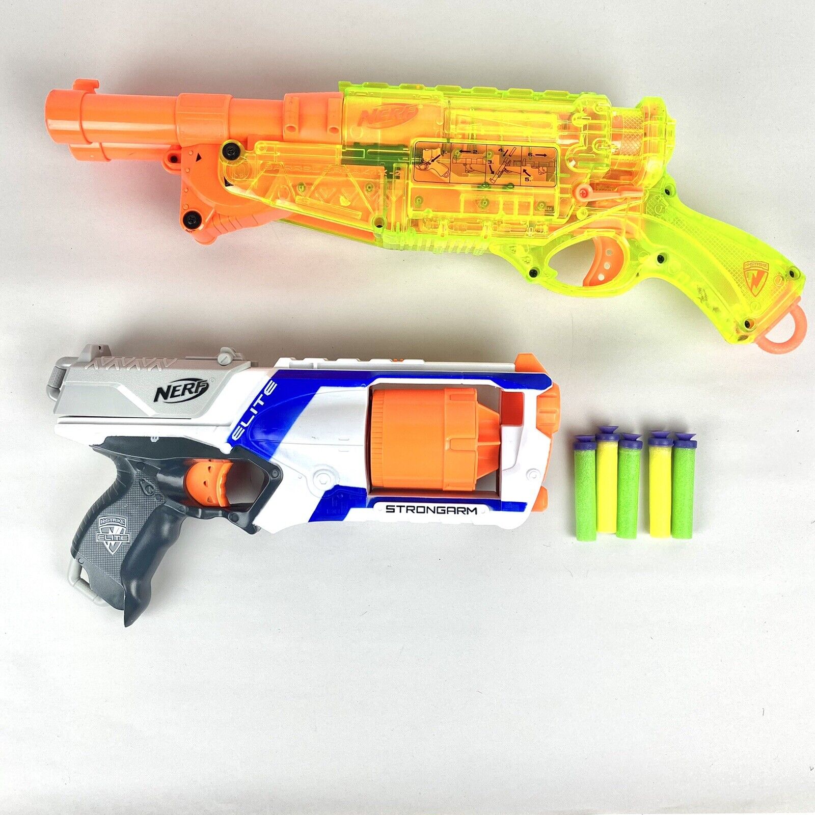 NERF N-Strike Barrel Break Shotgun Blaster Neon &amp; Strongarm Elite | eBay