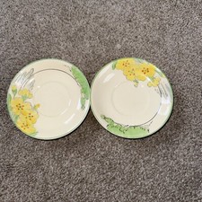 Vintage 1920s Pr Midwinter, Butslem Hand Painted Primular Coffee Saucers