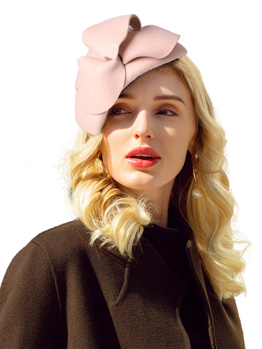 Pink Wool Felt Fascinator Hats For Women Tea Party Formal  display picture 2