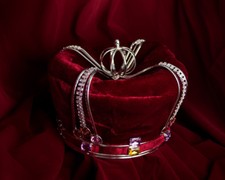 Rhinestone Crystal Gem Gemstone Silver Velvet Men's Crown for Regal King Royalty