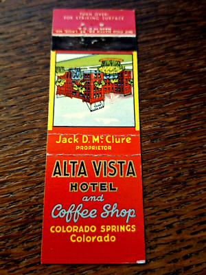 Vintage Matchbook: Alta Vista Hotel, Colorado Springs, CO