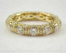 3Ct Round Lab-Created Diamond Eternity Wedding Band Ring 14K Yellow Gold Finish