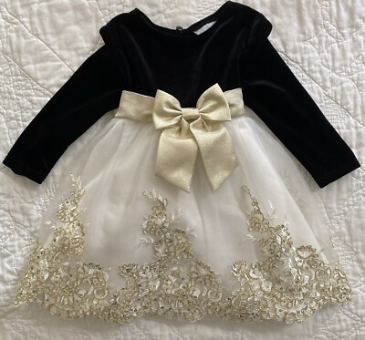 green emerald velvet dress Black Gold Accent Girl Dress NDesign #47 – ABCNarciDesigns main image 1