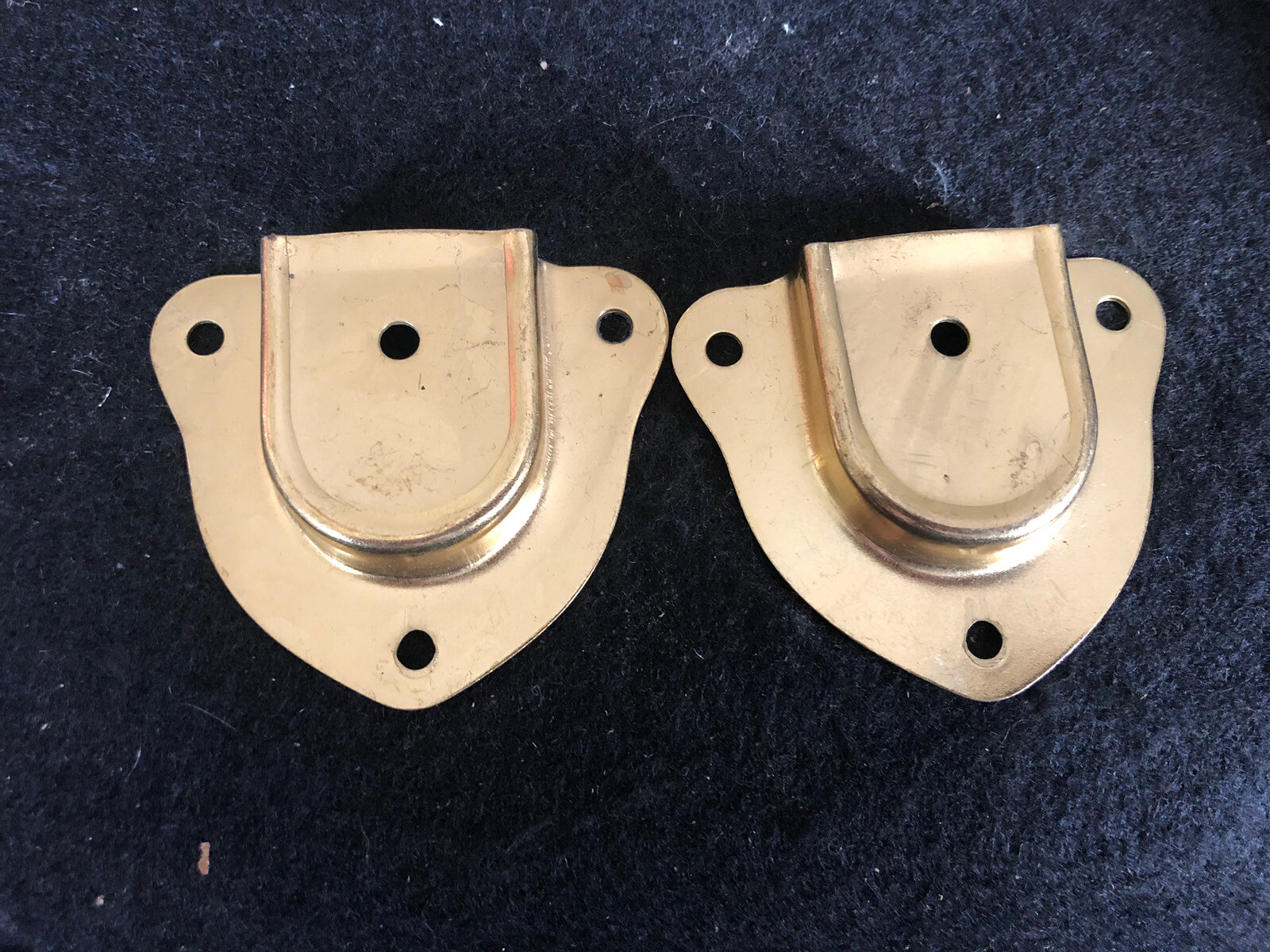 Antique Trunk Handle Loops For Steamer Foot Locker Brass Plated Pair-image