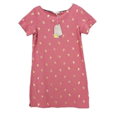NWT BODEN Darcy Jersey T Shirt Dress Mauve Pink Gold Foil Leaves Print Mini 6P
