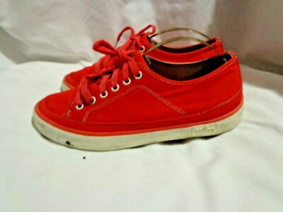 FITFLOP WOMEN BRIGHT RED CANVASS LACE UP TRAINERS