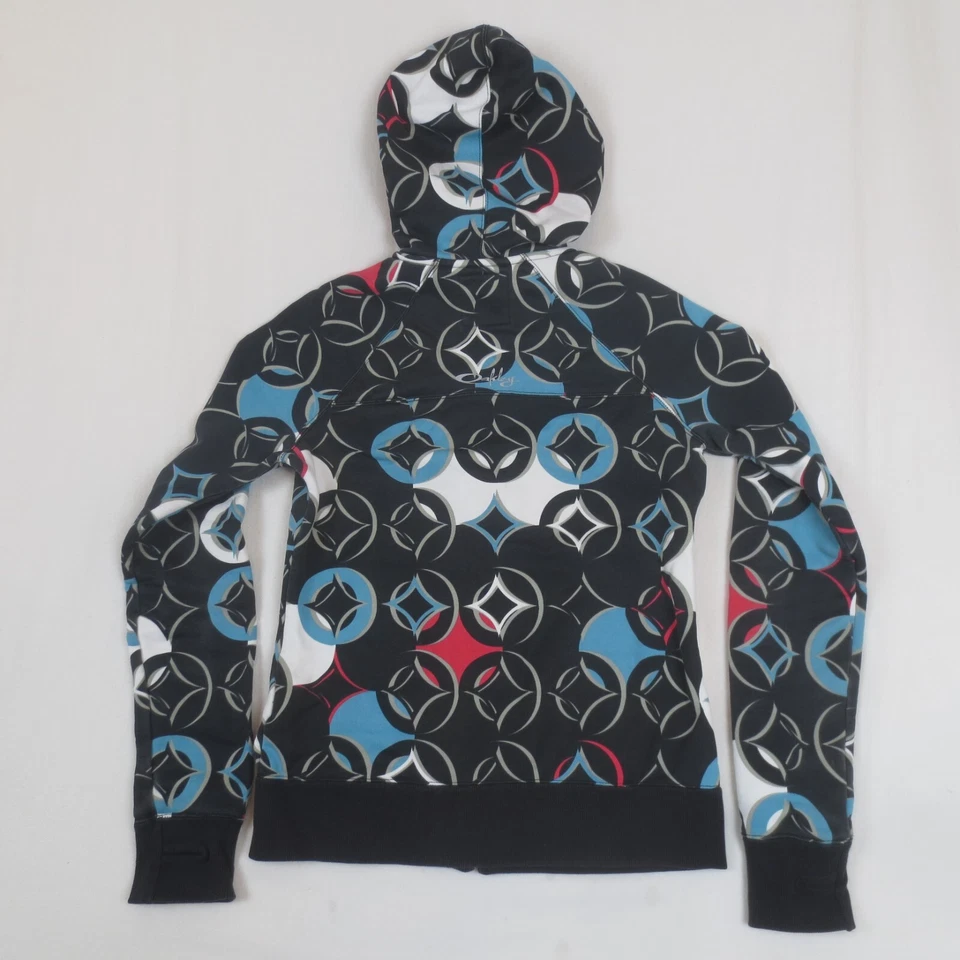 Sudadera con Capucha Oakley para Mujer XS Negra Geo Manga Larga Cremallera Completa Agujeros para Pulgar Y2K Foto 4 de 4
