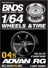 1/64 Plastic WHEELS RIMS TIRES For Diecast Models -ADVAN RG- 04S BLACK CHROME-
