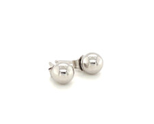 5mm Round Polished Ball Stud Earrings Real 14k White Gold