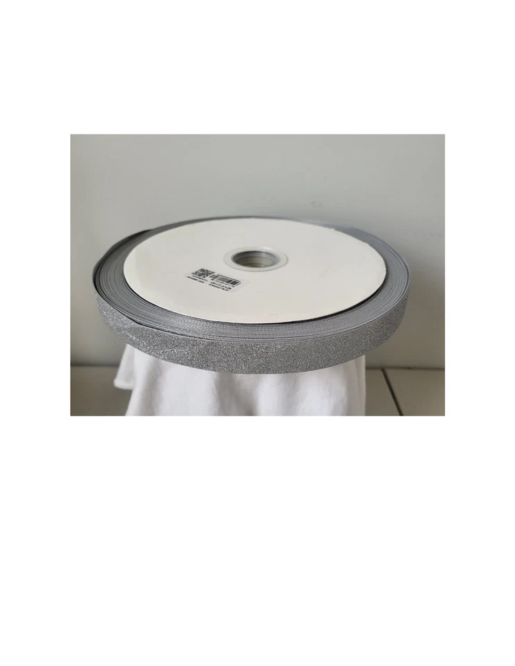 Cinta brillante de grano grueso de 7/8" ~ plata ~ ideal para arcos artes y manualidades ~ 5 yardas Foto 3 de 3