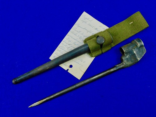 Vintage British English WW2 Spike Bayonet w/ Scabbard Frog