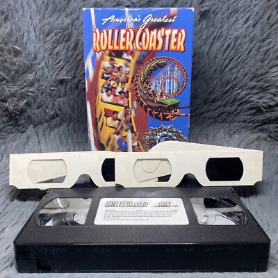 Americas Greatest Roller Coaster Thrills in 3D VHS Video Tape & 2 Pairs Glasses