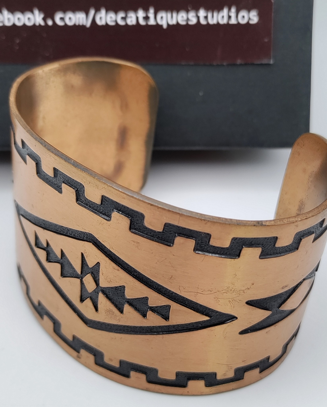 Solid Copper Wide Cuff Bracelet Southwestern Desi… - image 1