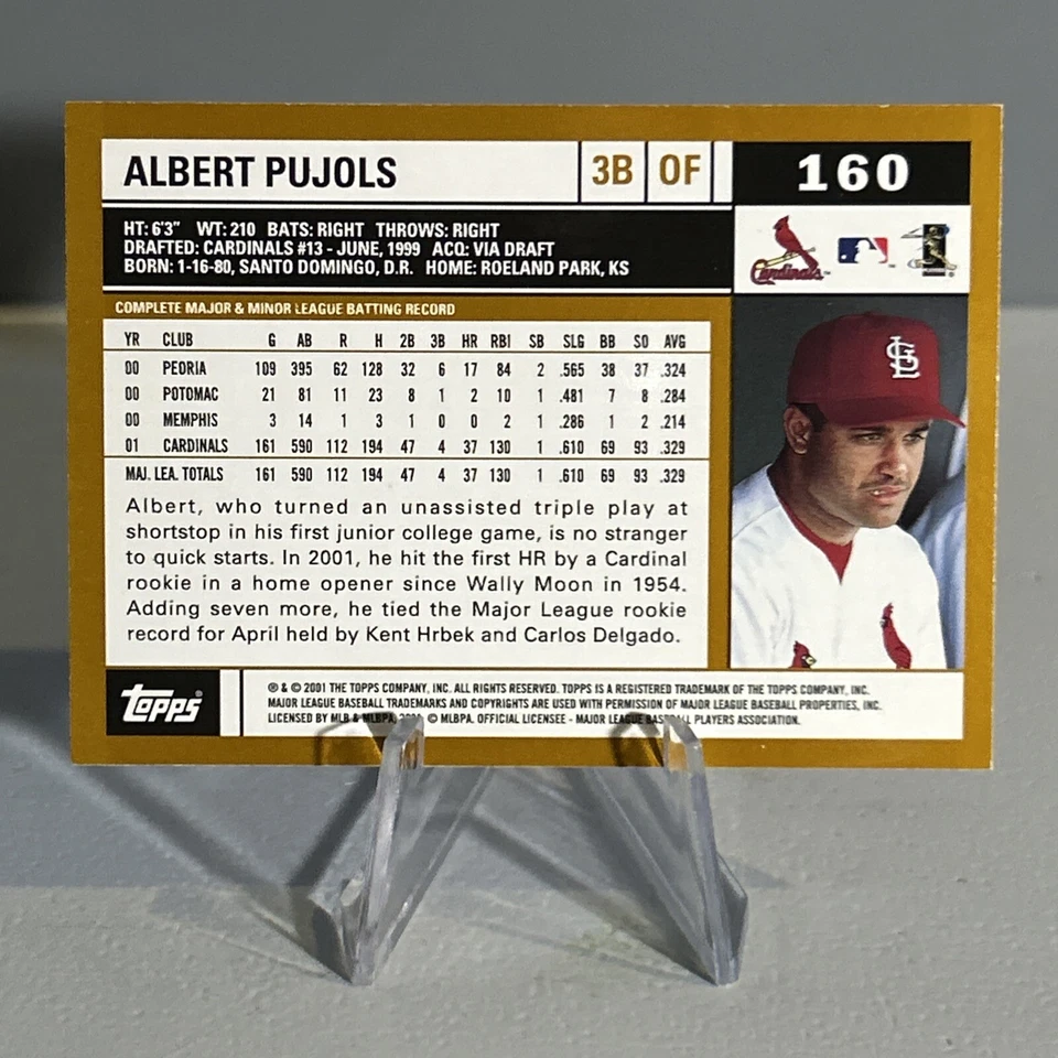 Tarjeta de novato Topps Albert Pujols 2002 copa de oro tarjeta de error como nueva #160 Cardinals  Foto 2 de 4
