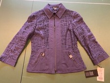 Nwt Etcetera Blue Open Weave Jacket Zipper Close Collar Zipper Pockets Gorgeous