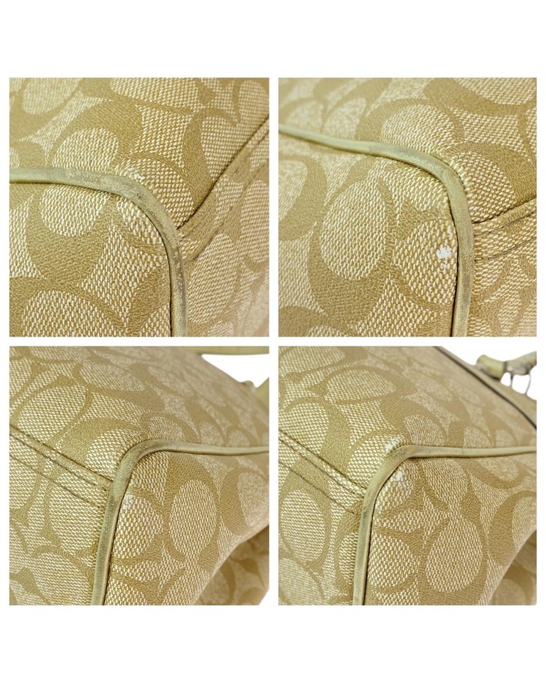 Pre Loved Coach Signature PVC Leather Tote Bag Tote Bags Beige One