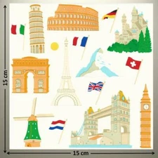 Mrs Grossman's 6" X 6" Sticker - EUROPEAN LANDMARKS, FLAGS - UP TO 20% OFF!!!